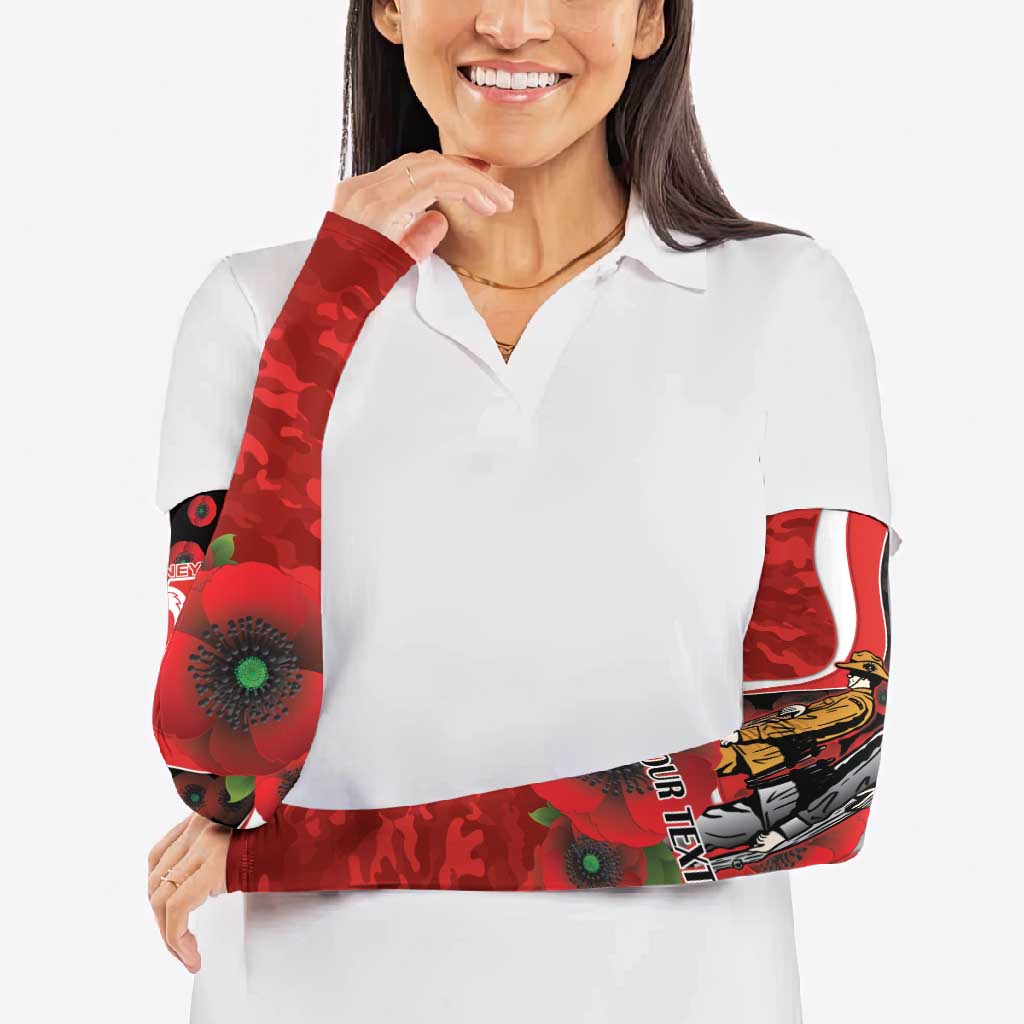 Sydney Swans ANZAC Personalised Arm Sleeves Lest We Forget Poppy Camo