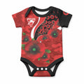 Sydney Swans ANZAC Personalised Baby Onesie Lest We Forget Poppy Camo