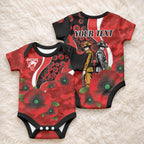 Sydney Swans ANZAC Personalised Baby Onesie Lest We Forget Poppy Camo