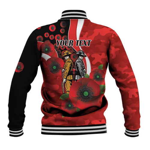 Sydney Swans ANZAC Personalised Baseball Jacket Lest We Forget Poppy Camo