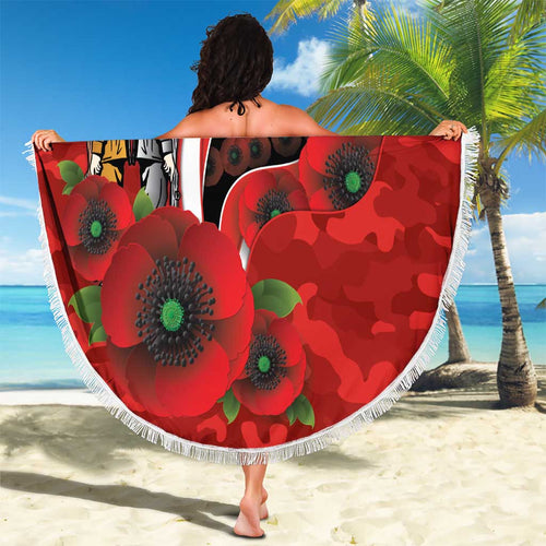 Sydney Swans ANZAC Personalised Beach Blanket Lest We Forget Poppy Camo