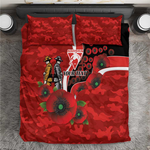 Sydney Swans ANZAC Personalised Bedding Set Lest We Forget Poppy Camo