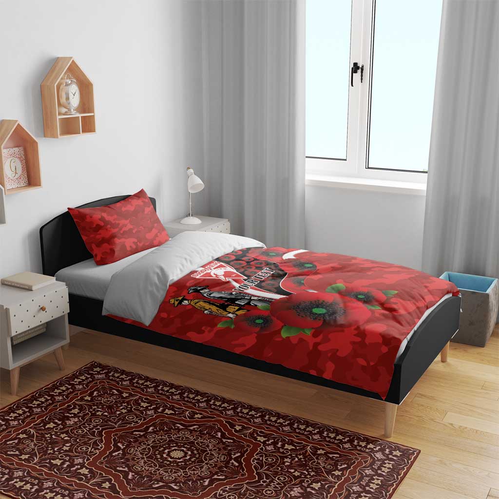 Sydney Swans ANZAC Personalised Bedding Set Lest We Forget Poppy Camo