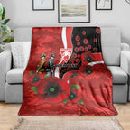 Sydney Swans ANZAC Personalised Blanket Lest We Forget Poppy Camo