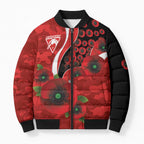Sydney Swans ANZAC Personalised Bomber Puffer Jacket Lest We Forget Poppy Camo
