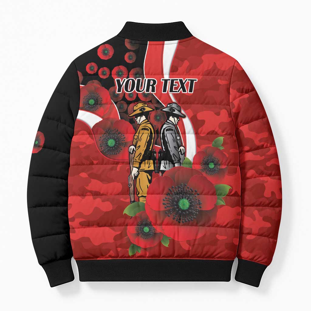 Sydney Swans ANZAC Personalised Bomber Puffer Jacket Lest We Forget Poppy Camo