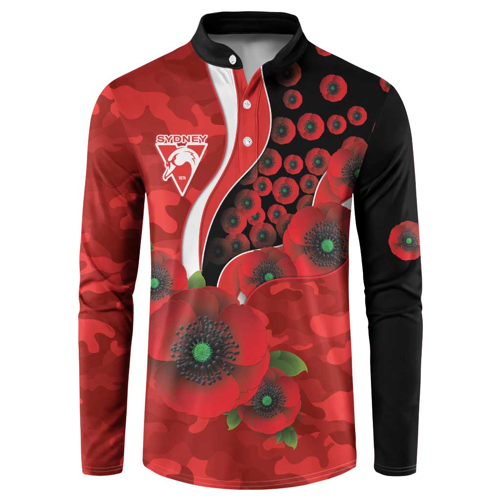 Sydney Swans ANZAC Personalised Button Sweatshirt Lest We Forget Poppy Camo