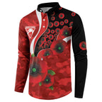 Sydney Swans ANZAC Personalised Button Sweatshirt Lest We Forget Poppy Camo