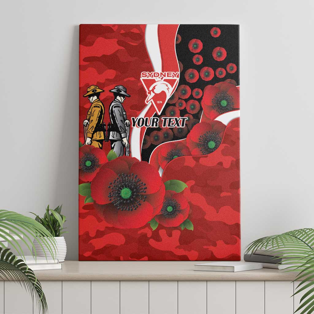 Sydney Swans ANZAC Personalised Canvas Wall Art Lest We Forget Poppy Camo