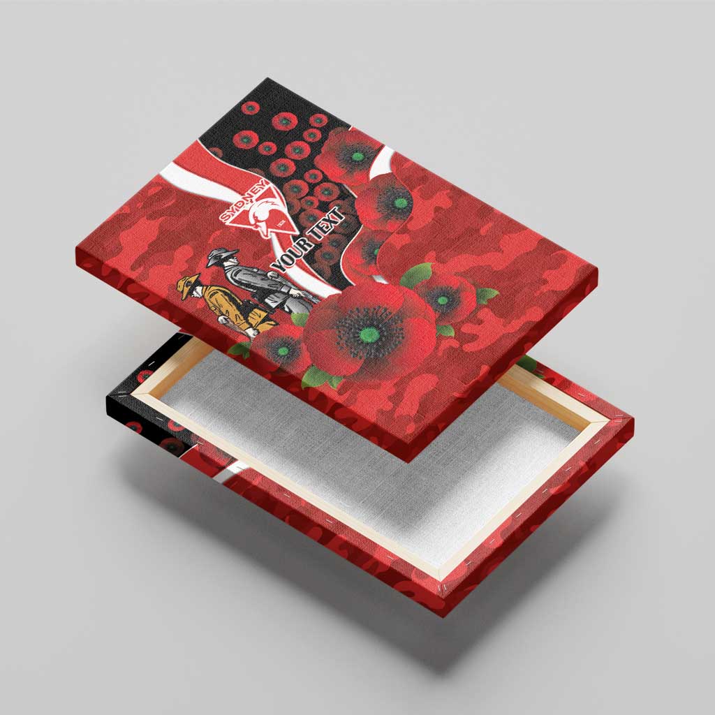 Sydney Swans ANZAC Personalised Canvas Wall Art Lest We Forget Poppy Camo