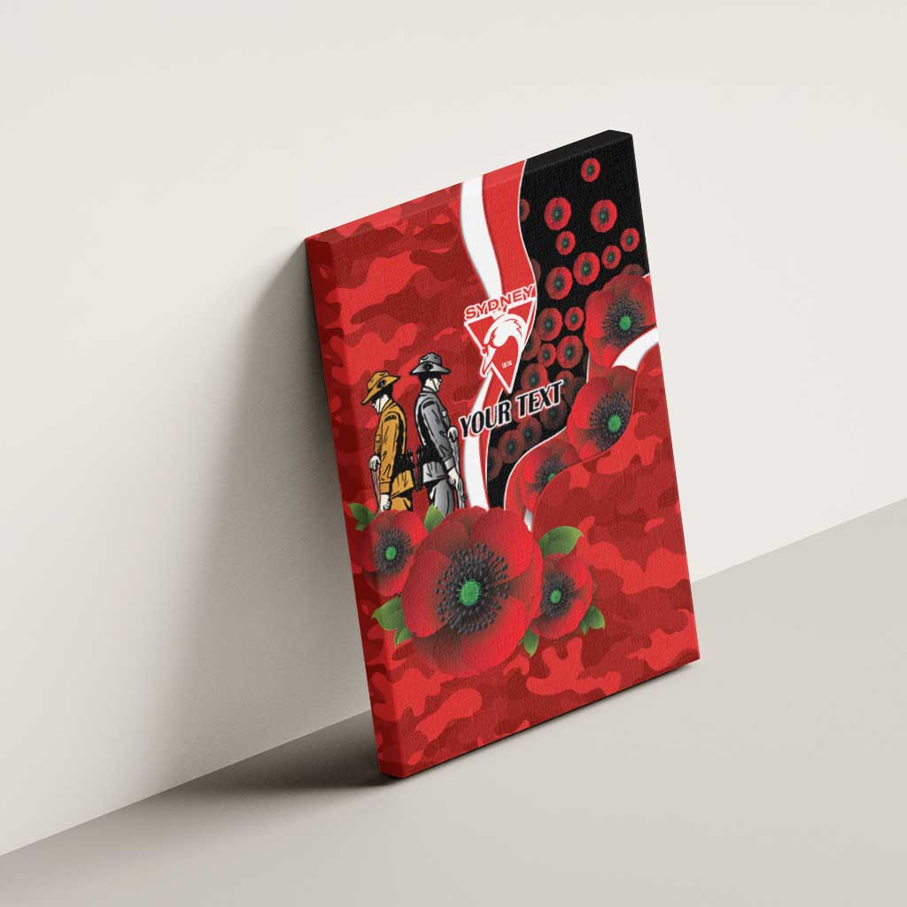 Sydney Swans ANZAC Personalised Canvas Wall Art Lest We Forget Poppy Camo