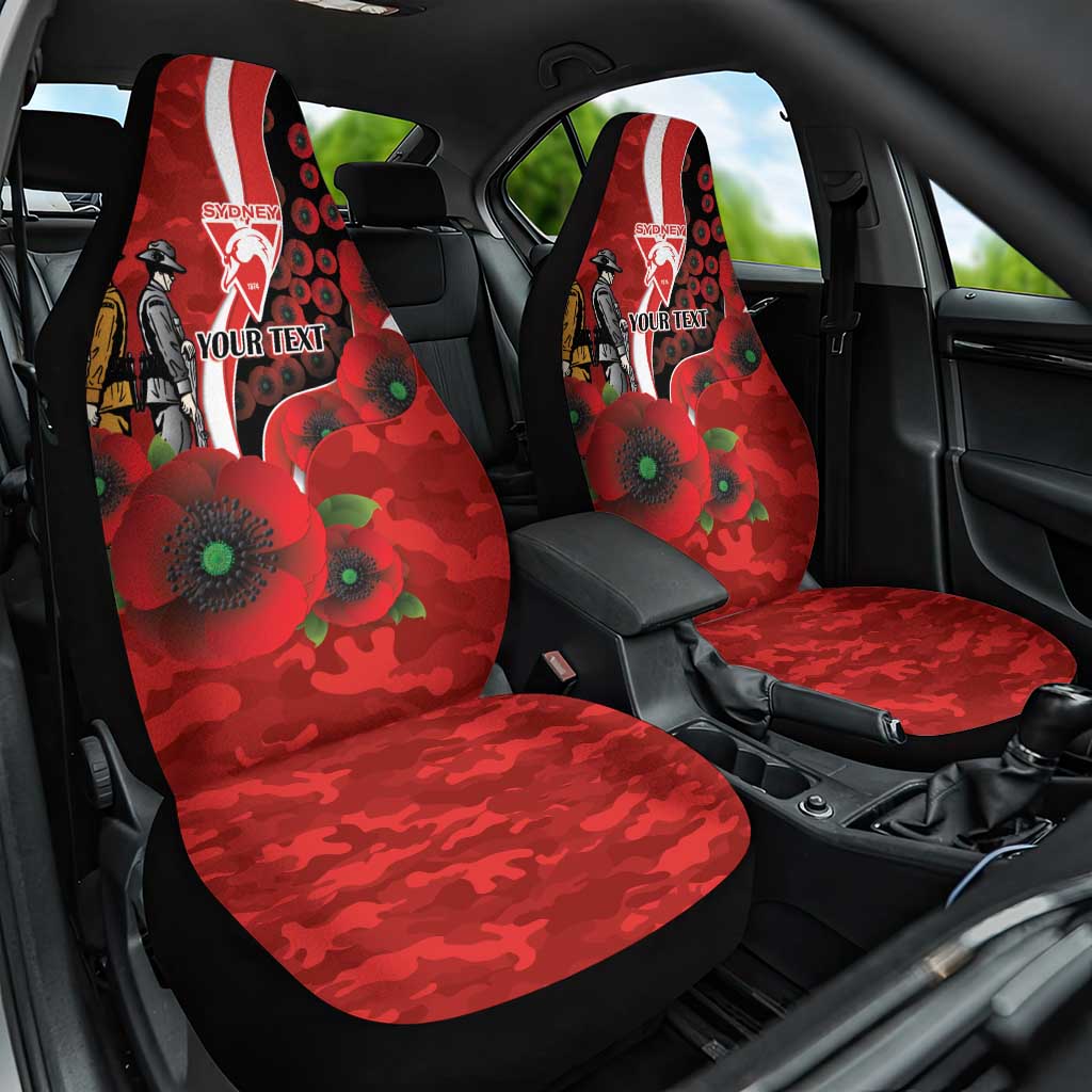 Sydney Swans ANZAC Personalised Car Seat Cover Lest We Forget Poppy Camo