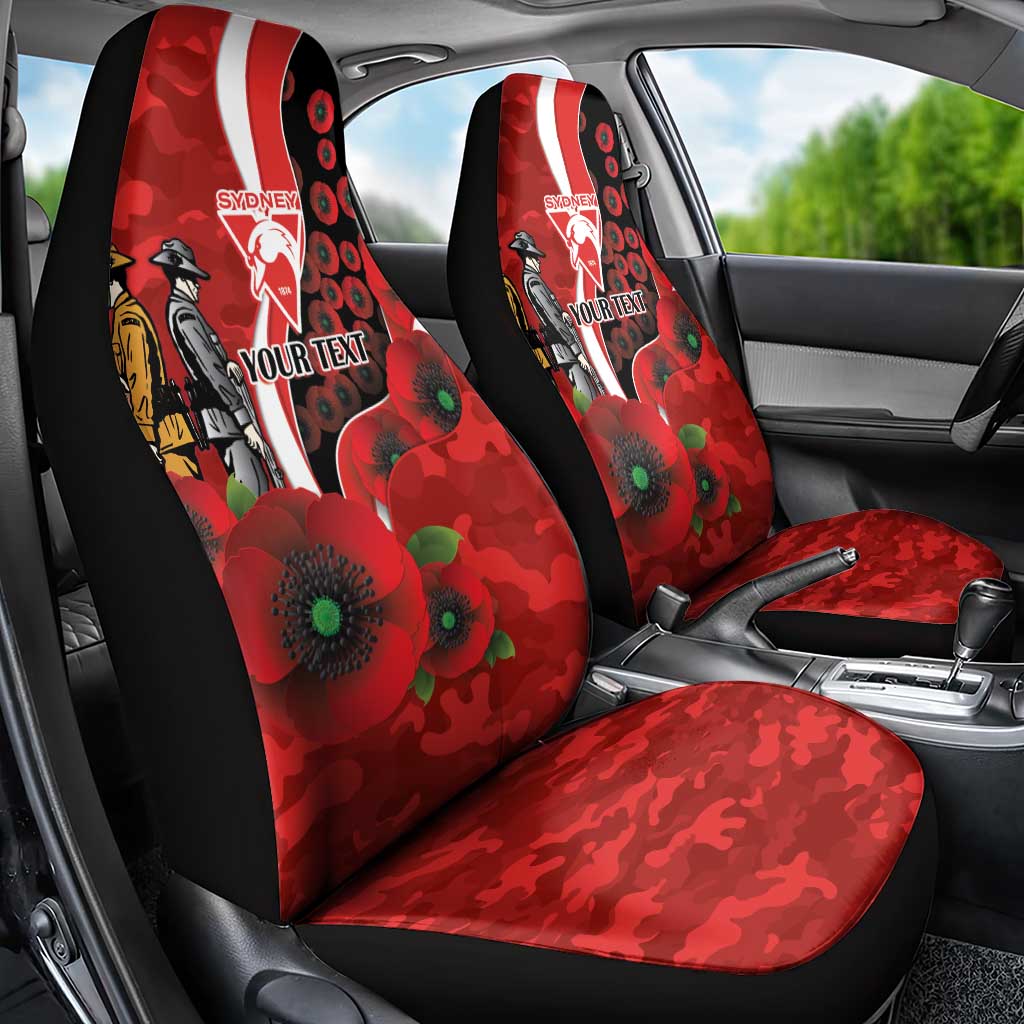 Sydney Swans ANZAC Personalised Car Seat Cover Lest We Forget Poppy Camo