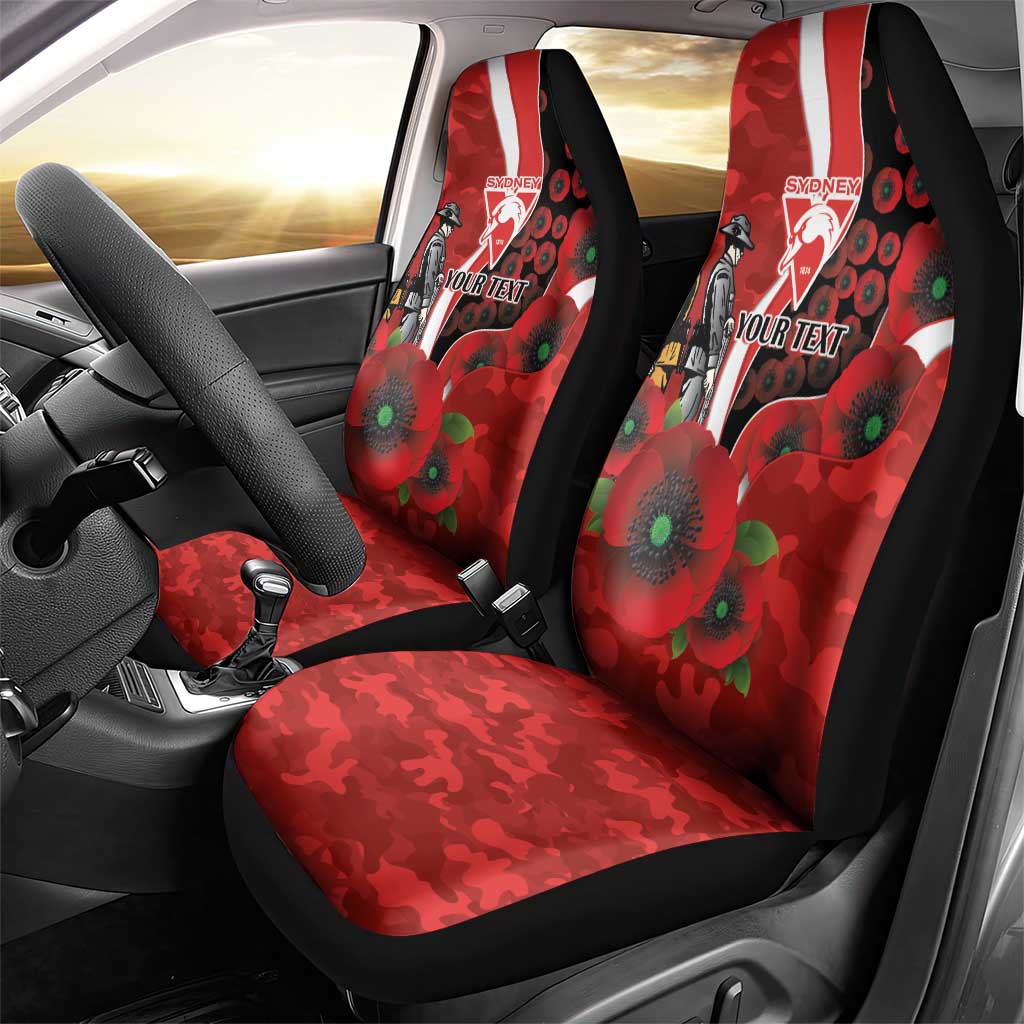 Sydney Swans ANZAC Personalised Car Seat Cover Lest We Forget Poppy Camo