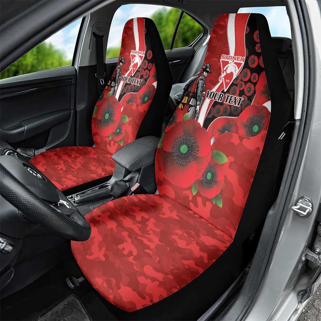 Sydney Swans ANZAC Personalised Car Seat Cover Lest We Forget Poppy Camo