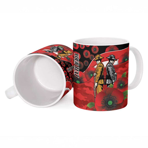 Sydney Swans ANZAC Personalised Ceramic Mug Lest We Forget Poppy Camo
