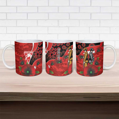 Sydney Swans ANZAC Personalised Ceramic Mug Lest We Forget Poppy Camo