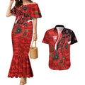 Sydney Swans ANZAC Personalised Couples Matching Mermaid Dress and Hawaiian Shirt Lest We Forget Poppy Camo