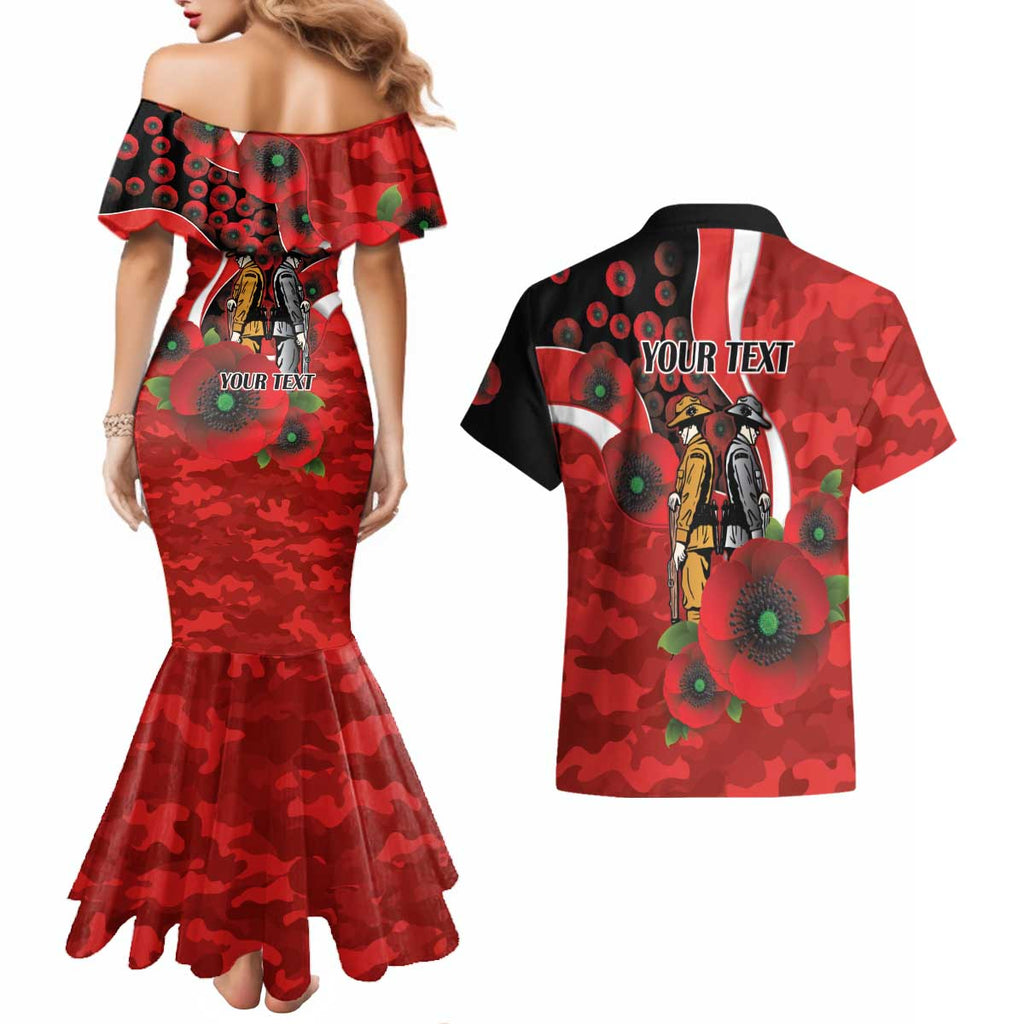 Sydney Swans ANZAC Personalised Couples Matching Mermaid Dress and Hawaiian Shirt Lest We Forget Poppy Camo