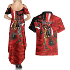 Sydney Swans ANZAC Personalised Couples Matching Summer Maxi Dress and Hawaiian Shirt Lest We Forget Poppy Camo