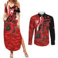 Sydney Swans ANZAC Personalised Couples Matching Summer Maxi Dress and Long Sleeve Button Shirt Lest We Forget Poppy Camo