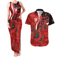 Sydney Swans ANZAC Personalised Couples Matching Tank Maxi Dress and Hawaiian Shirt Lest We Forget Poppy Camo