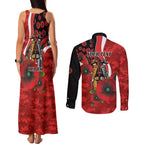 Sydney Swans ANZAC Personalised Couples Matching Tank Maxi Dress and Long Sleeve Button Shirt Lest We Forget Poppy Camo
