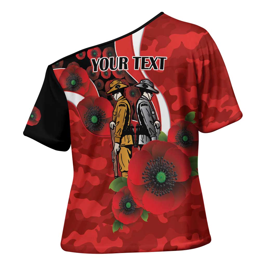 Sydney Swans ANZAC Personalised Cross Shoulder Shirt Lest We Forget Poppy Camo