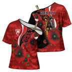Sydney Swans ANZAC Personalised Cross Shoulder Shirt Lest We Forget Poppy Camo