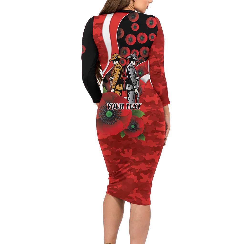 Sydney Swans ANZAC Personalised Family Matching Long Sleeve Bodycon Dress and Hawaiian Shirt Lest We Forget Poppy Camo