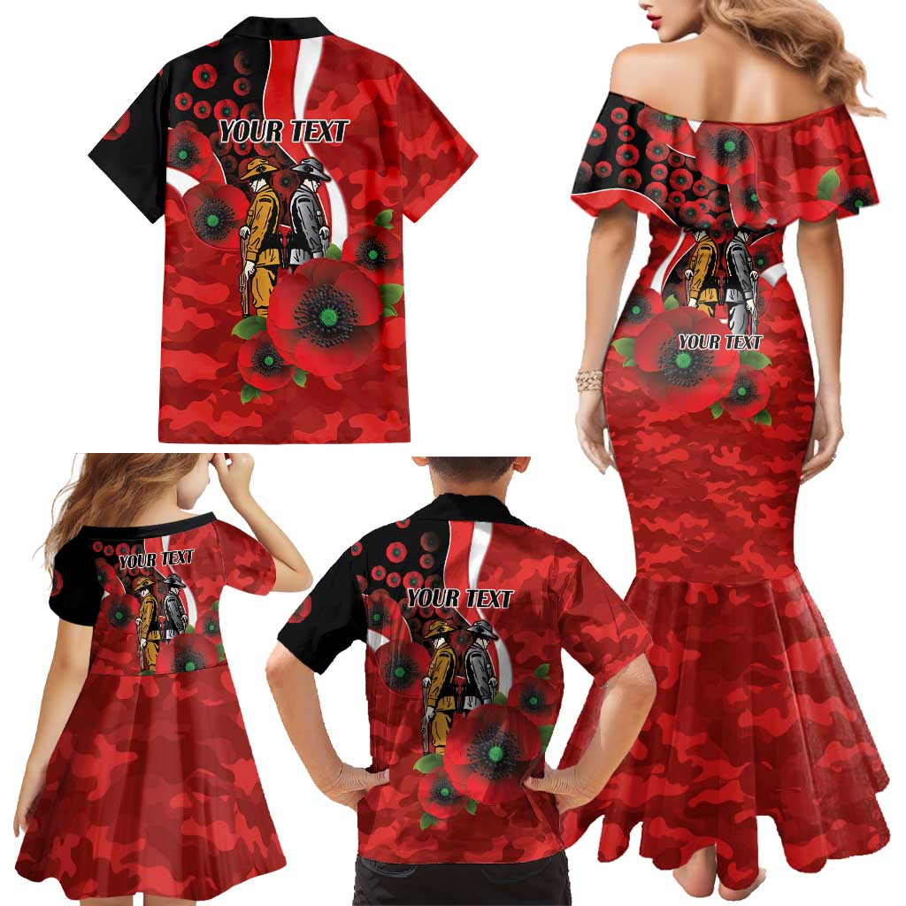 Sydney Swans ANZAC Personalised Family Matching Mermaid Dress and Hawaiian Shirt Lest We Forget Poppy Camo
