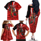 Sydney Swans ANZAC Personalised Family Matching Off The Shoulder Long Sleeve Dress and Hawaiian Shirt Lest We Forget Poppy Camo