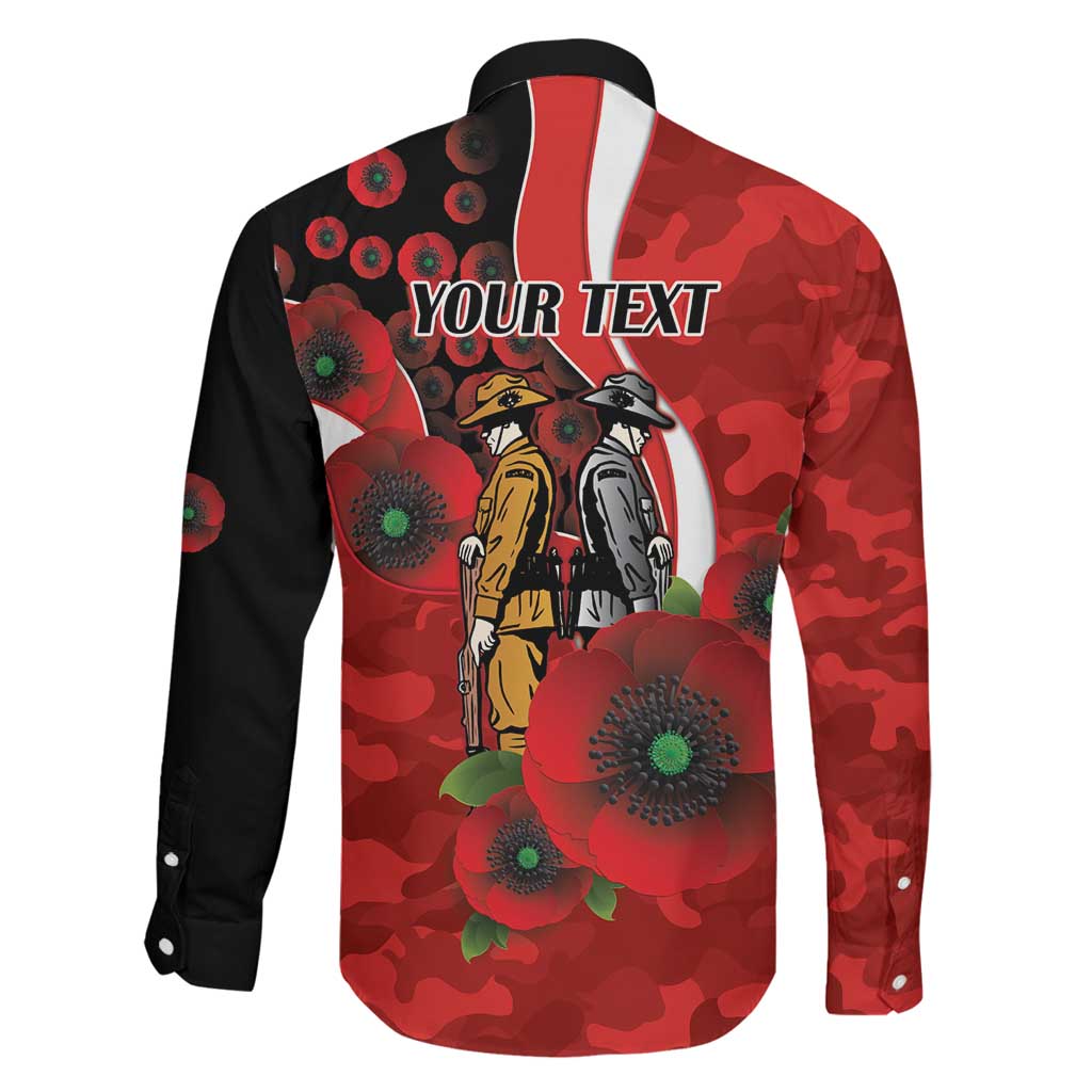 Sydney Swans ANZAC Personalised Family Matching Off The Shoulder Long Sleeve Dress and Hawaiian Shirt Lest We Forget Poppy Camo