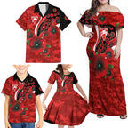 Sydney Swans ANZAC Personalised Family Matching Off Shoulder Maxi Dress and Hawaiian Shirt Lest We Forget Poppy Camo