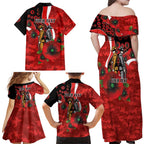 Sydney Swans ANZAC Personalised Family Matching Off Shoulder Maxi Dress and Hawaiian Shirt Lest We Forget Poppy Camo