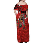 Sydney Swans ANZAC Personalised Family Matching Off Shoulder Maxi Dress and Hawaiian Shirt Lest We Forget Poppy Camo