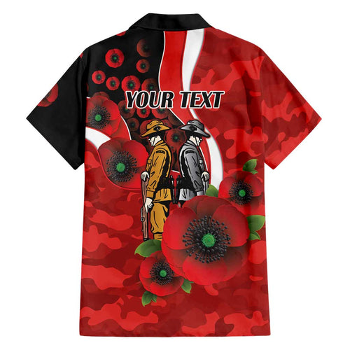 Sydney Swans ANZAC Personalised Family Matching Off Shoulder Short Dress and Hawaiian Shirt Lest We Forget Poppy Camo