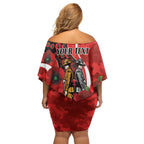 Sydney Swans ANZAC Personalised Family Matching Off Shoulder Short Dress and Hawaiian Shirt Lest We Forget Poppy Camo