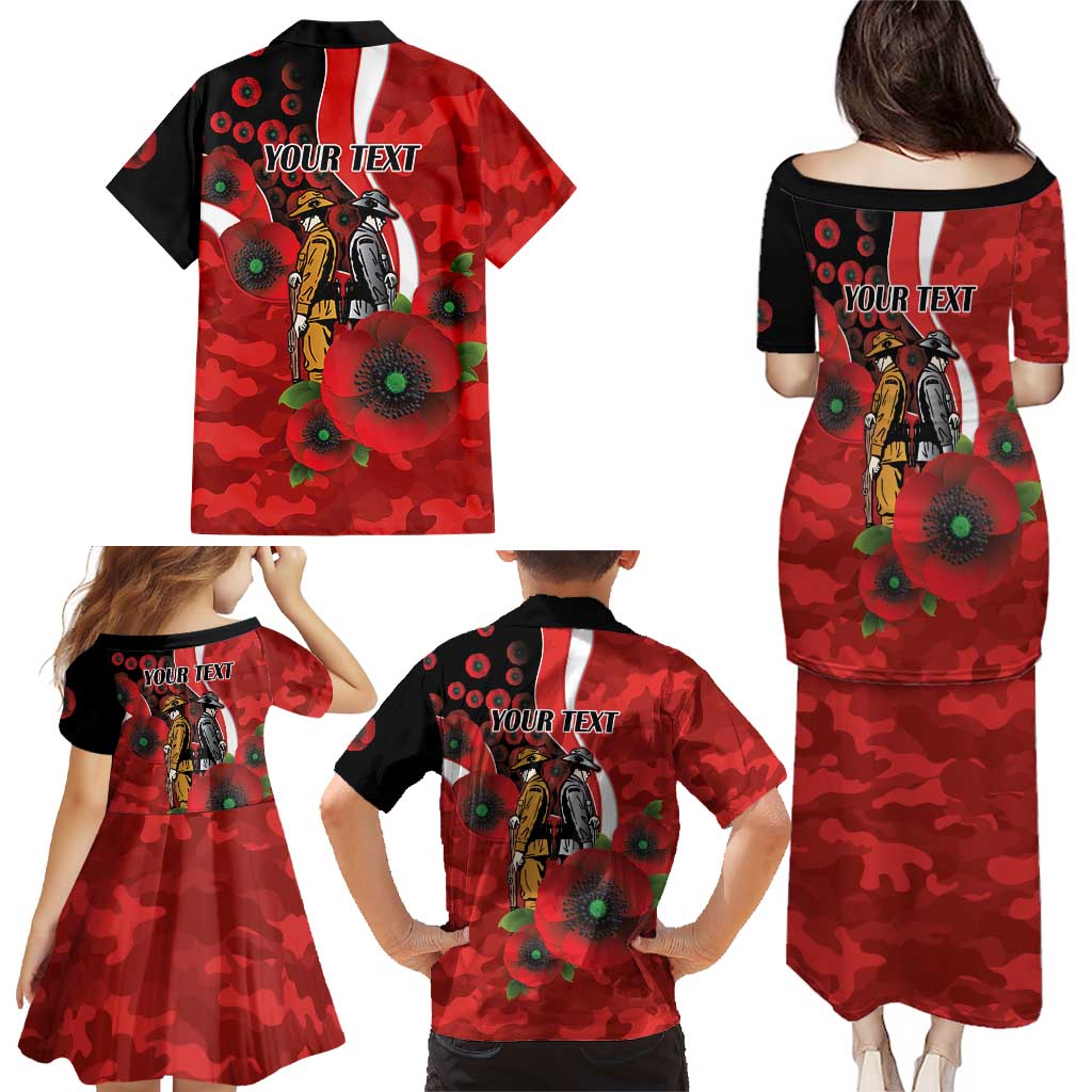 Sydney Swans ANZAC Personalised Family Matching Puletasi and Hawaiian Shirt Lest We Forget Poppy Camo