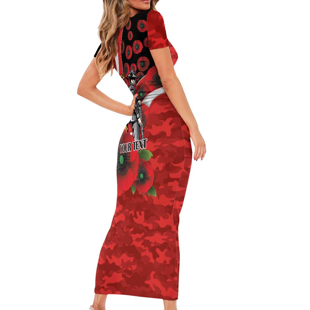 Sydney Swans ANZAC Personalised Family Matching Short Sleeve Bodycon Dress and Hawaiian Shirt Lest We Forget Poppy Camo