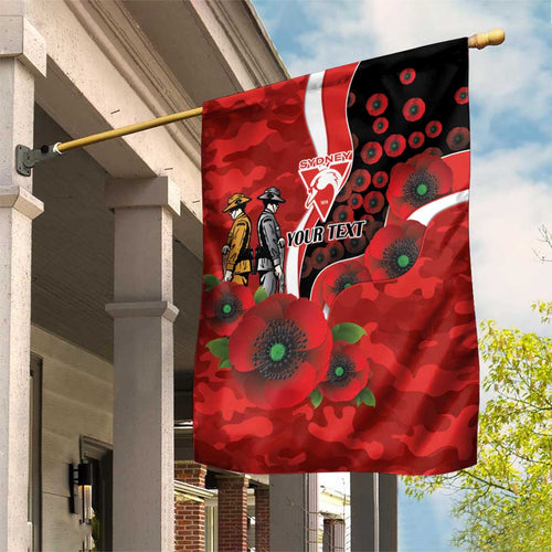 Sydney Swans ANZAC Personalised Garden Flag Lest We Forget Poppy Camo