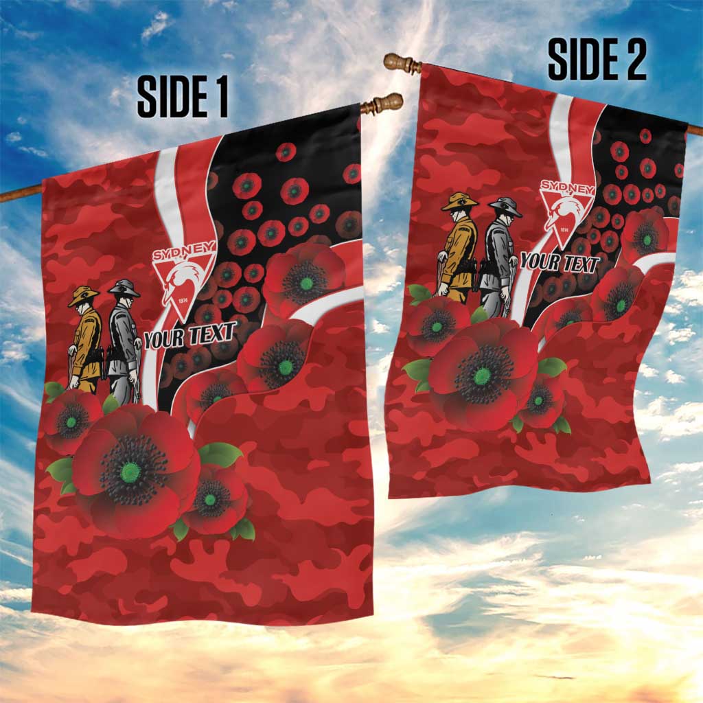 Sydney Swans ANZAC Personalised Garden Flag Lest We Forget Poppy Camo