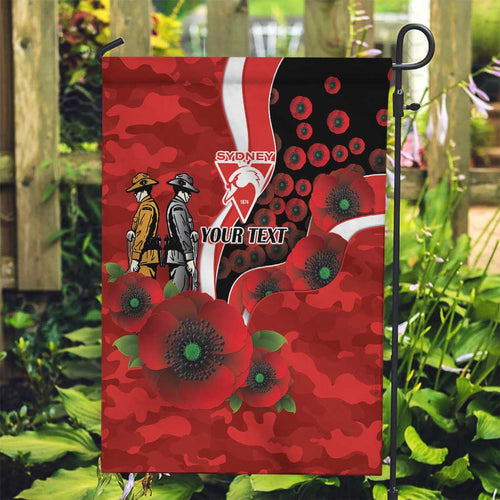 Sydney Swans ANZAC Personalised Garden Flag Lest We Forget Poppy Camo