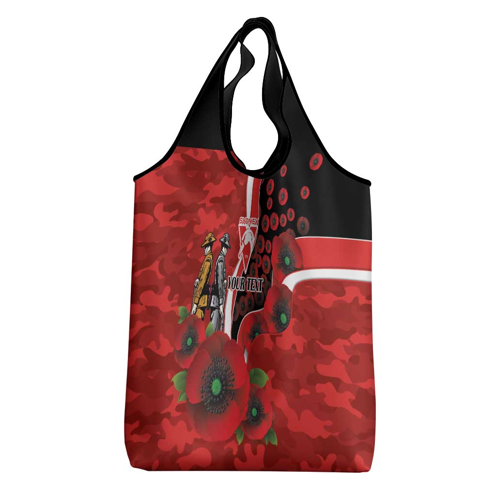 Sydney Swans ANZAC Personalised Grocery Bag Lest We Forget Poppy Camo