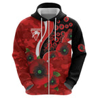 Sydney Swans ANZAC Personalised Hoodie Lest We Forget Poppy Camo