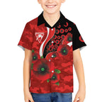 Sydney Swans ANZAC Personalised Kid Hawaiian Shirt Lest We Forget Poppy Camo