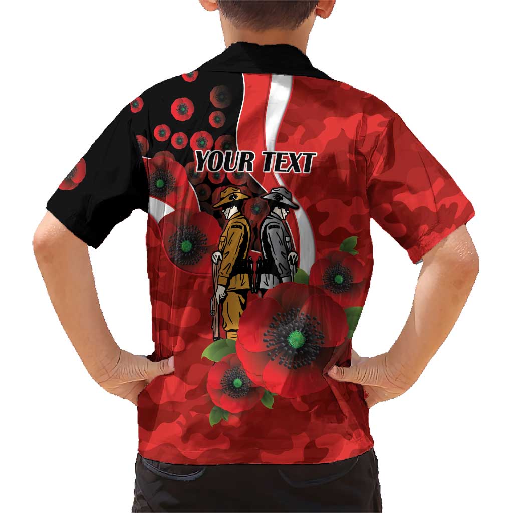 Sydney Swans ANZAC Personalised Kid Hawaiian Shirt Lest We Forget Poppy Camo