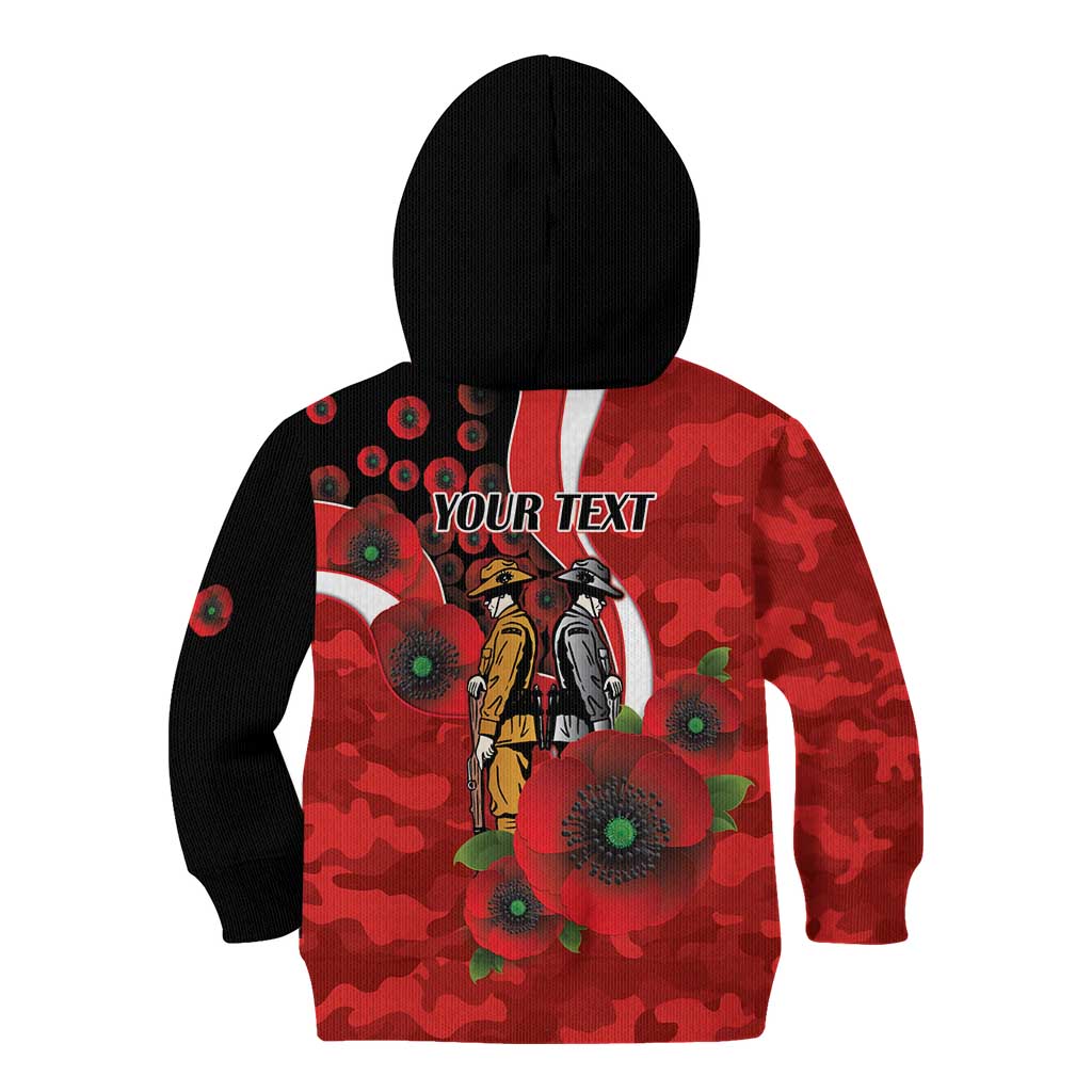 Sydney Swans ANZAC Personalised Kid Hoodie Lest We Forget Poppy Camo
