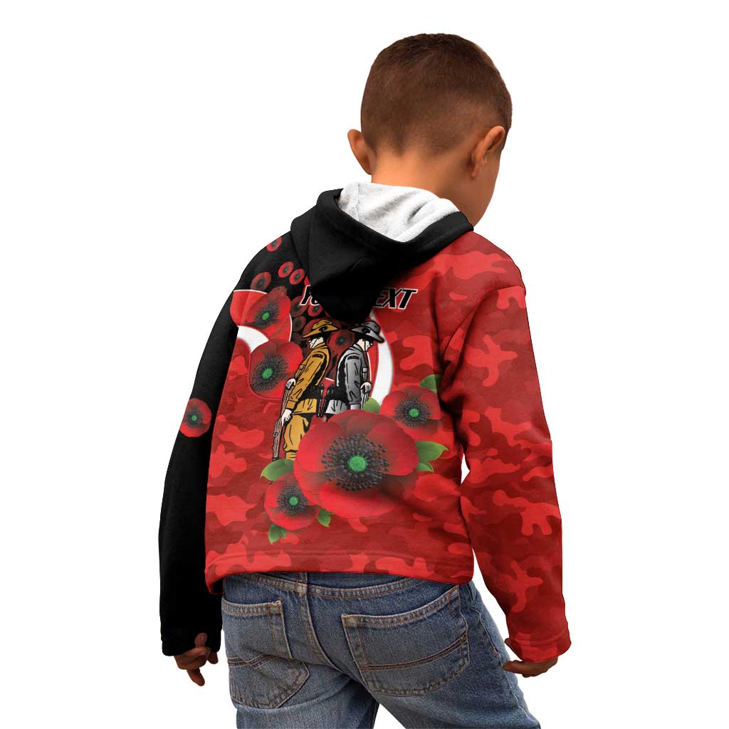 Sydney Swans ANZAC Personalised Kid Hoodie Lest We Forget Poppy Camo
