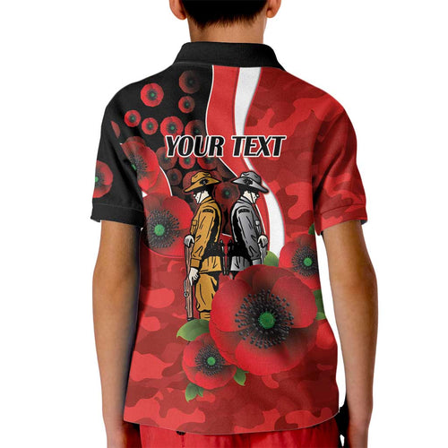 Sydney Swans ANZAC Personalised Kid Polo Shirt Lest We Forget Poppy Camo